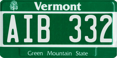 VT license plate AIB332
