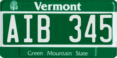 VT license plate AIB345