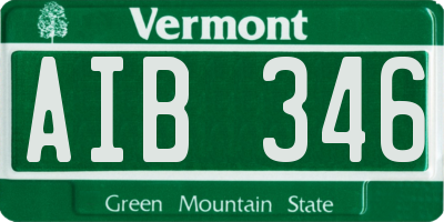 VT license plate AIB346