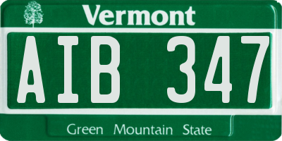 VT license plate AIB347