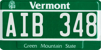 VT license plate AIB348