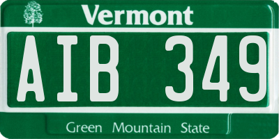 VT license plate AIB349
