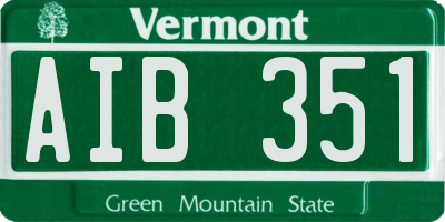 VT license plate AIB351
