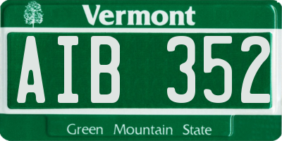 VT license plate AIB352