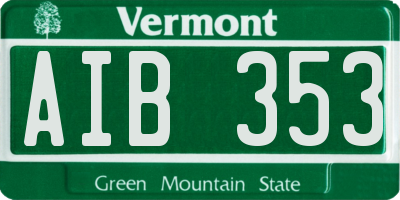VT license plate AIB353