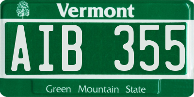 VT license plate AIB355