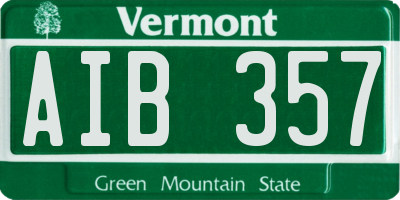 VT license plate AIB357