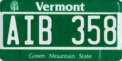 VT license plate AIB358