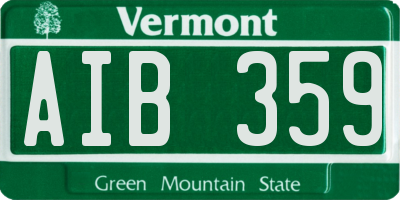 VT license plate AIB359