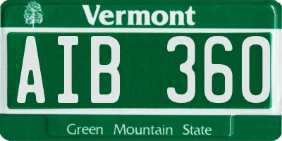VT license plate AIB360