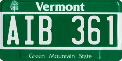 VT license plate AIB361