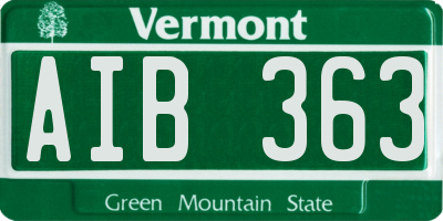 VT license plate AIB363
