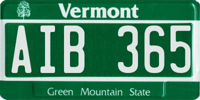 VT license plate AIB365