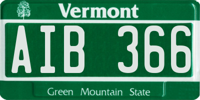 VT license plate AIB366