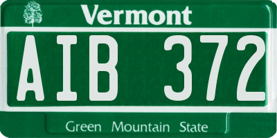 VT license plate AIB372