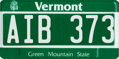 VT license plate AIB373