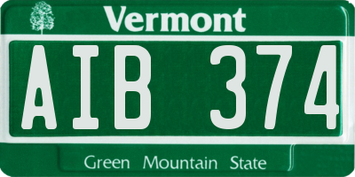 VT license plate AIB374