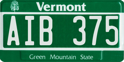 VT license plate AIB375