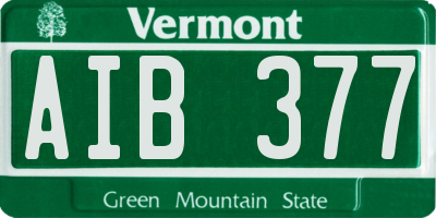 VT license plate AIB377