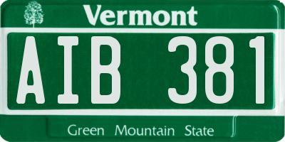 VT license plate AIB381