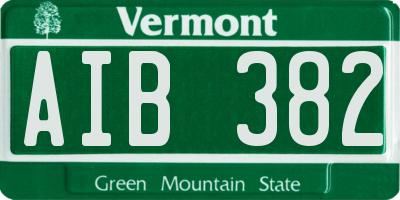 VT license plate AIB382