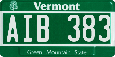 VT license plate AIB383