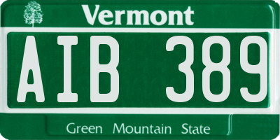 VT license plate AIB389