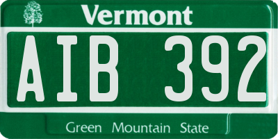 VT license plate AIB392