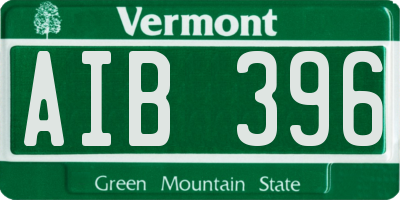 VT license plate AIB396