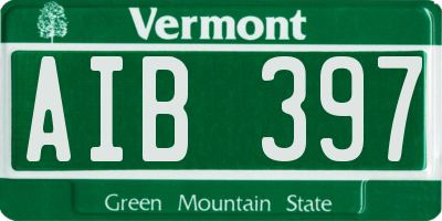 VT license plate AIB397