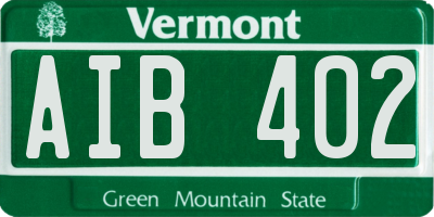 VT license plate AIB402