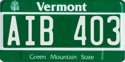VT license plate AIB403