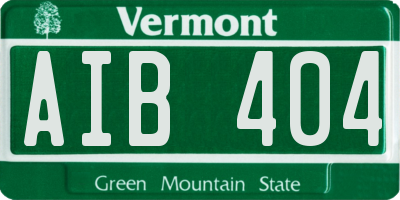 VT license plate AIB404