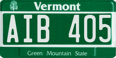 VT license plate AIB405