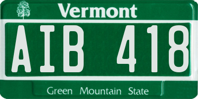 VT license plate AIB418