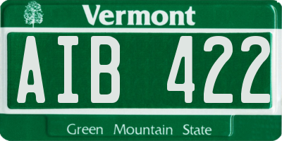 VT license plate AIB422