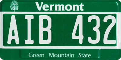VT license plate AIB432