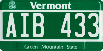 VT license plate AIB433
