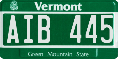 VT license plate AIB445