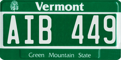 VT license plate AIB449