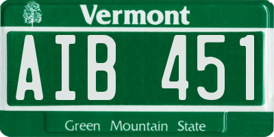 VT license plate AIB451