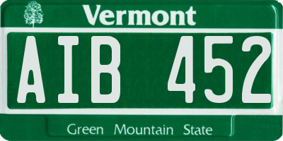 VT license plate AIB452