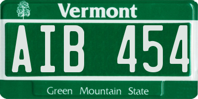 VT license plate AIB454