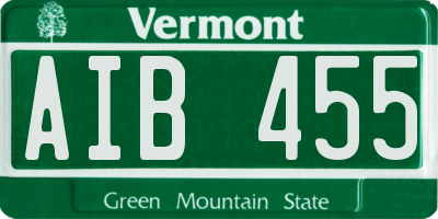 VT license plate AIB455