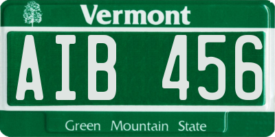 VT license plate AIB456