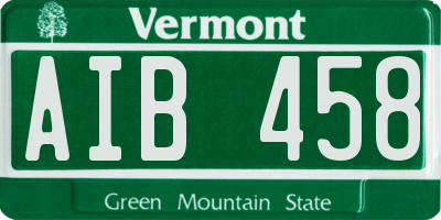 VT license plate AIB458