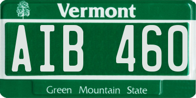 VT license plate AIB460