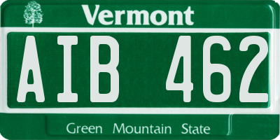 VT license plate AIB462