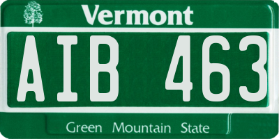 VT license plate AIB463