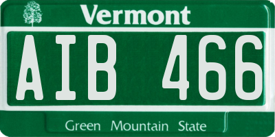 VT license plate AIB466
